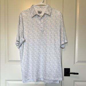 Men's White and Blue Polo Shirt